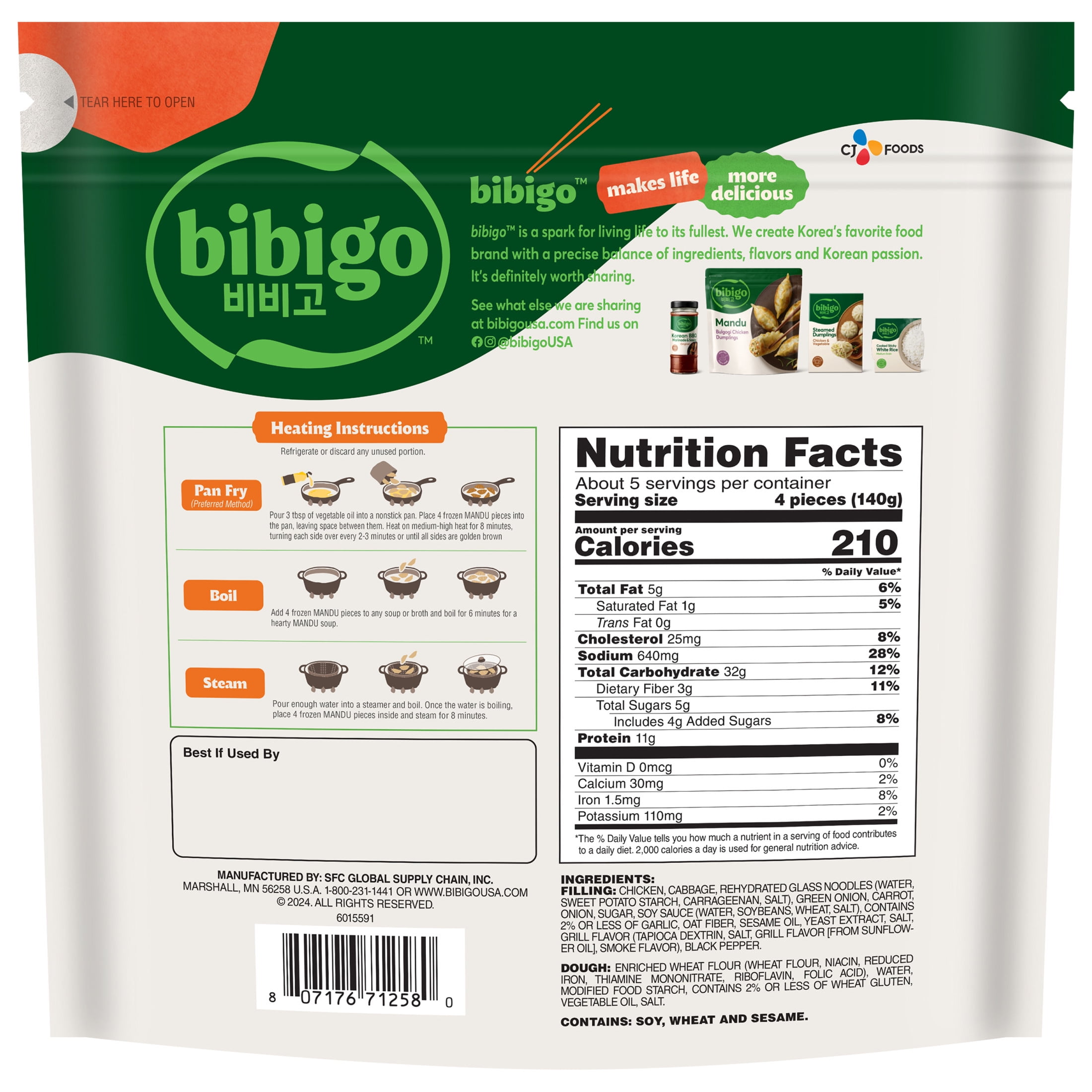 Bibigo Frozen Mandu Bulgogi Chicken Dumplings, 24.0 oz