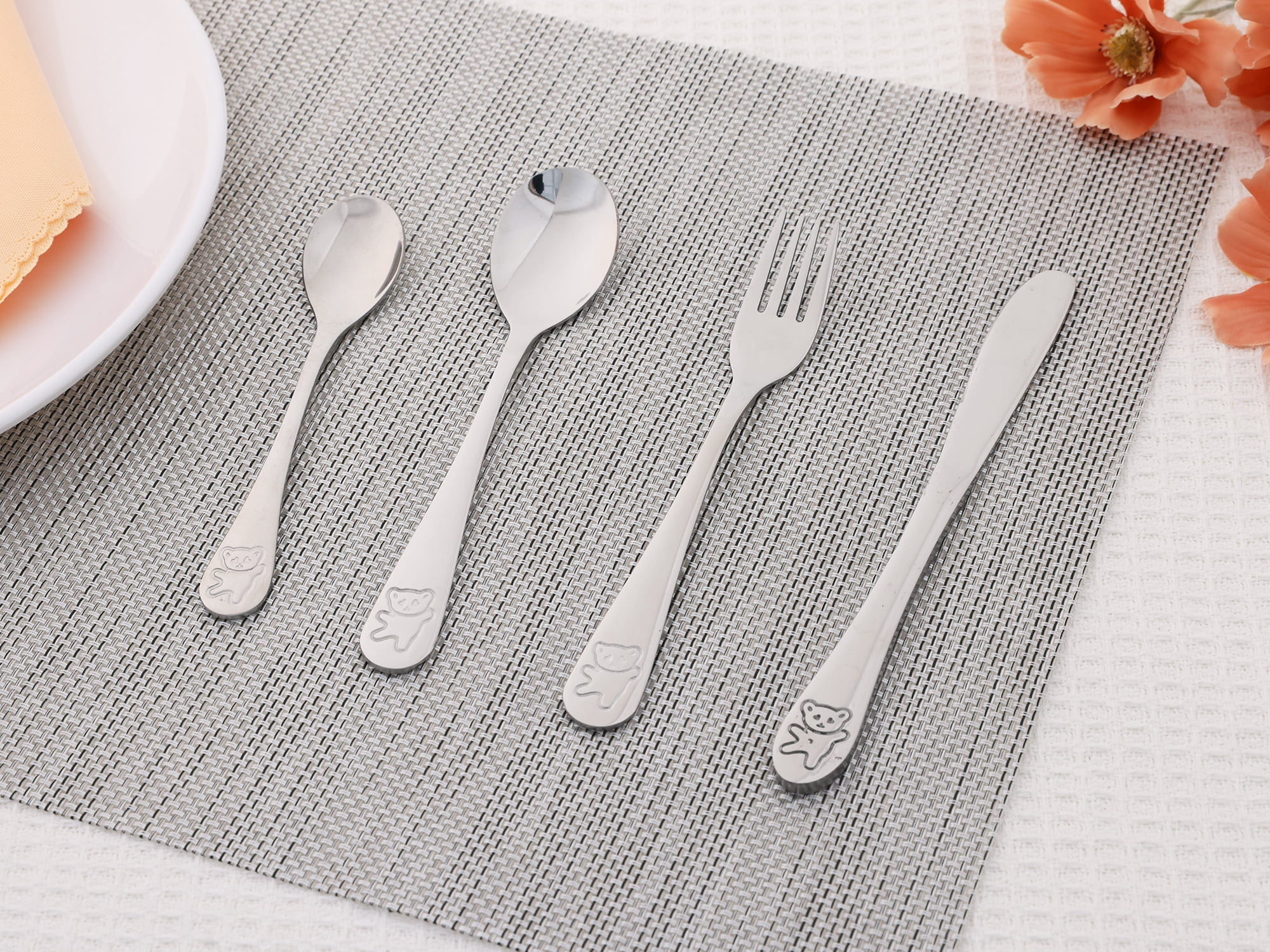 Unique Bargains Stainless Steel Flatware Set with Knife Silver 4 Pcs