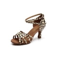 thumbnail image 1 of UKAP Laides Latin Shoe Ankle Strap Sandals Open Toe Dance Shoes Performence Lightweight Leopard Print 7 cm 7, 1 of 2