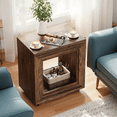 thumbnail image 3 of Tribesigns Rustic Wood End Table, 2 Tiered Square Side Table with Storage Shelf, Industrial Wooden Sofa Side Table for bed Room, Entrance (Rustic Brown), 3 of 7