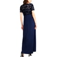thumbnail image 2 of ADRIANNA PAPELL Womens Navy Lace Short Sleeve Boat Neck Maxi Formal Hi-Lo Dress 6, 2 of 2
