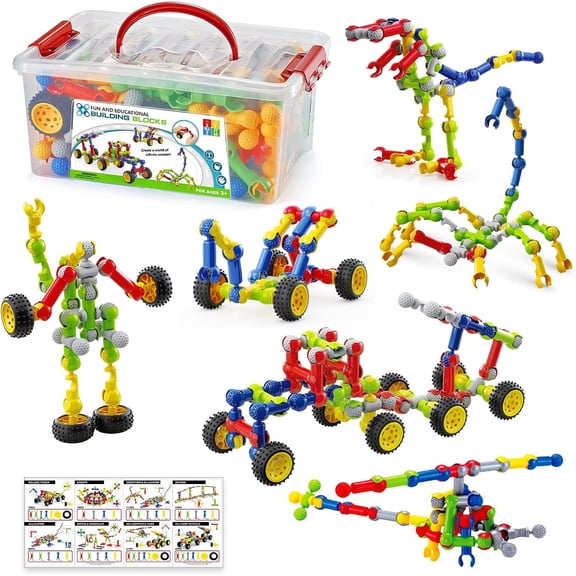 BUTOMKY 170 Pcs STEM Building Blocks Toys, Educational DIY Construction Engineering Building Kit with Large Storage Box,Christmas Birthday Gift for Kids Boys Girls Ages 3-8 Years Old