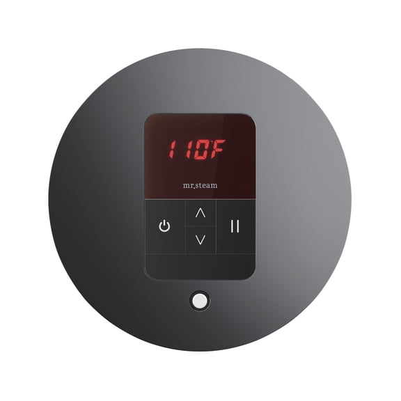 Mr Steam iTempo Round Steam Shower Control and Steamhead in Brilliant Black