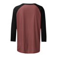 thumbnail image 4 of Scyoekwg Womens Summer Tops 3/4 Sleeve Cewneck Three Quarter Length Sleeve Blouse Color Block Patchwork Graphic Tee Fall Clothes Vintage Casual Loose Lightweight Pullover, 4 of 5