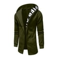 thumbnail image 3 of Tawop Coats for Men Long Sleeve Zip with Hood Casual Letter Solid Mens Gift,Army Green,XL, 3 of 7