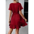 thumbnail image 4 of gakvbuo summer dresses for women 2024 vacation trendy Fashion Sexy Women V-Neck Summer Solid Casual Short Sleeve Mini Dress, 4 of 8
