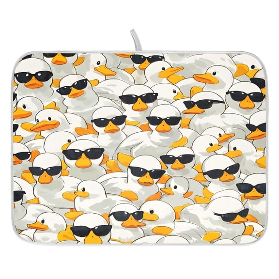 Ryvnso Cartoon Ducks Dish Drying Mat for Kitchen Countertop 16x18 Small Dish Pad Drainer Rack Dish Sink Mats