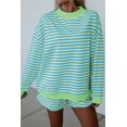 thumbnail image 2 of Southern Belle Striped Two Piece Outfit – Women’s Long Sleeve Top and Shorts with Pockets, M, 2 of 12