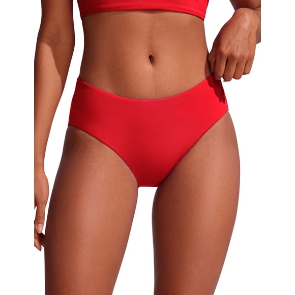 Bombacha de Bikini CRZ YOGA Cintura Media con Cobertura Completa Roja XS