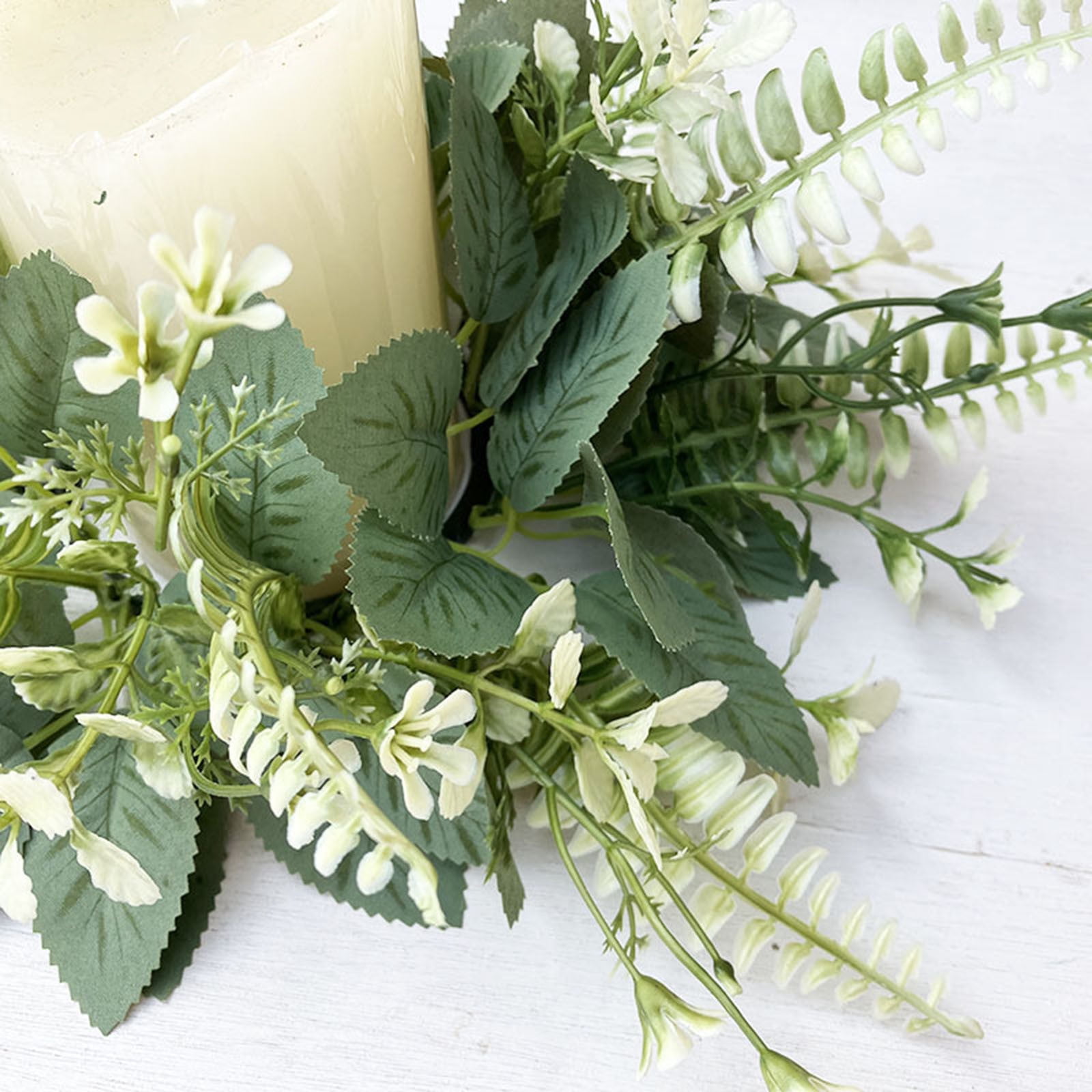 6PCS Eucalyptus Candle Ring - Artificial Greenery Wreath for Pillar Holders - Spring Wedding Centerpiece, Party Table Decor & Elegant Home Decoration in Green