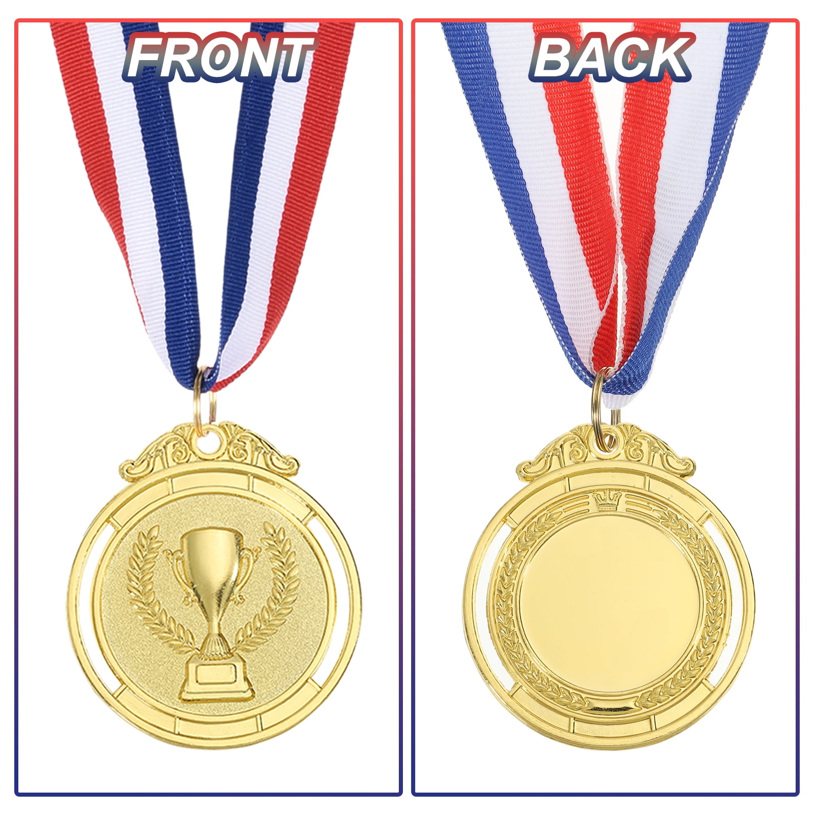 Uxcell Award Metals, Winner Medals Prize with Neck Ribbons Red White Blue Gold/Silver/Bronze