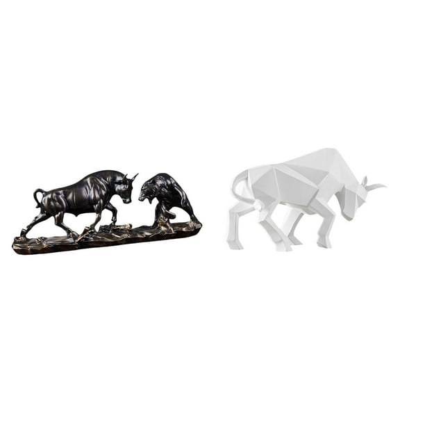 Figura De Toro De Resina Moderna, Estatua De Oso Y Toro Feng Shui, Escultura Abstracta De Vaca Y Ganado, Obra De Arte Coleccionable Para Escritorio, Entrada, Mesa, Estante, Oficina, Regalos De