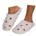 thumbnail image 4 of Women'S Slipper Heart Love Dots Indoor Outdoor House Slipper Fuzzy Fluffy House Shoes Valentine'S Day Gift Funny Flat Slides White US: 8, 4 of 9
