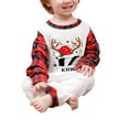 thumbnail image 3 of Family Matching Christmas Pajamas, Letter  Hat Print Long-Sleeved Round Neck Tops + Plaid Pattern Trousers Sleepwear Outfits, 3 of 4