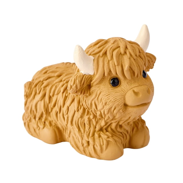 Cow Resin Statue Delicate Simulation Decoration Scottish Style Standing Posture/lying Posture Four Colors Optional