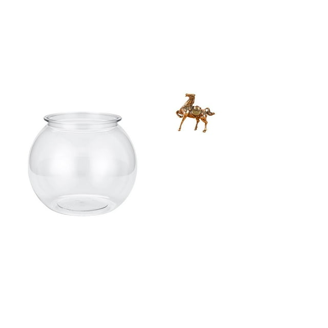 Acuario de escritorio,Pecera pequeña transparente,pecera,jarrón,mesa,Tanque de peces Contenedor de acuario transparente Hogar,Figura de caballo,Adorno de caballo,escultura animal,decoración