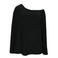 thumbnail image 4 of HAiming Womens Tops Oversize off the Shoulder Casual Long Sleeve Solid Color Pullover Shirt Trendy Blouse, 4 of 5