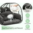 thumbnail image 3 of Bifanuo Double Wicker Swing Egg Chair Hammock Foldable Hanging Loveseat with Stand, UV Resistant Removable Cushions, 700LBS Capacity for Bedroom, Balcony (Black and Grey), 3 of 7