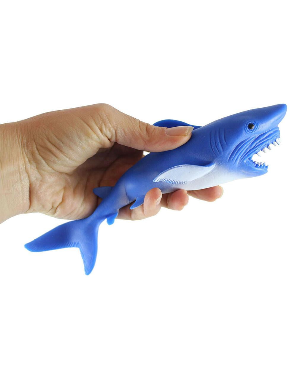 Blue Stretchy Soft Shark Hand Puppet Sea Life Ocean Toy USA Seller Single 