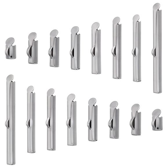 112Pcs Slide End Clasp 8 Size 304 Stainless Steel Slide On End Clasp Tubes Slider Clasp Jewelry Accessories for Beading Necklace Bracelet Making DIY