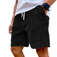 thumbnail image 3 of Men's Corduroy Shorts with Elastic Drawstring Waist and Side Pockets Featuring Casual Loose Fit Black L, 3 of 8