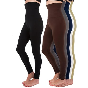 6 Pack High Waist Fleece Lined Tummy Control Full Length Legging Pants