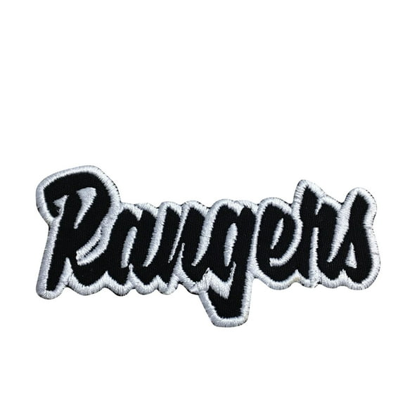 Rangers - Black/White - Team Mascot - Words/Names - Iron on Applique/Embroidered Patch