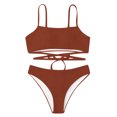 thumbnail image 2 of Gibobby Trajes de Baño para Mujer Stock Drop Bandage Push Up Bra Conjunto de bikini sexy para mujer Conjunto de traje de baño sólido Conjunto de bikini t(Café,CH), 2 of 5