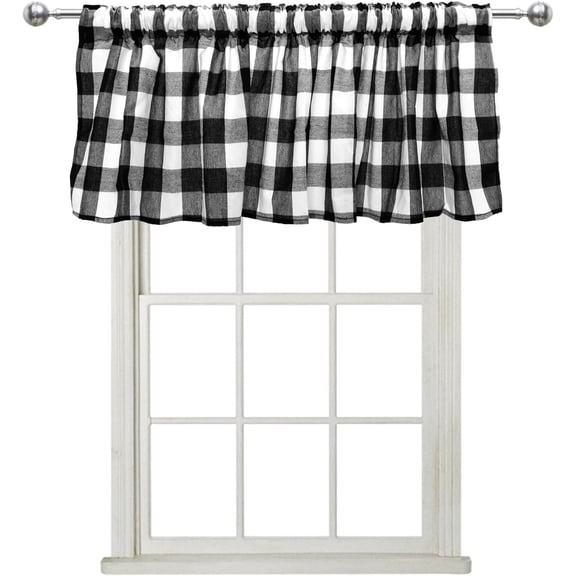 2 Pack Black White Buffalo Check Plaid Window Valances Farmhouse Design Country Curtains Checkered Curtains for Living Room Bedroom Kitchen 55 x 15 Inches Length