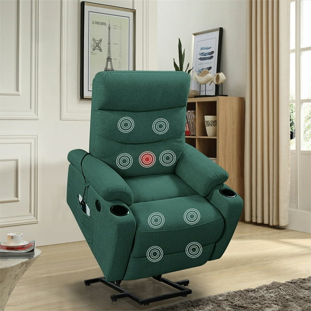 Electric Power Lift Recliner Chair with Massage and Heat, Fabric Single