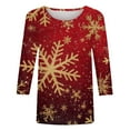 thumbnail image 3 of iTNHFP T-Shirt pour Femmes T-Shirts pour Femmes Mode Imprimé de Noël Col Rond Manches 3/4 Haut, 3 of 4