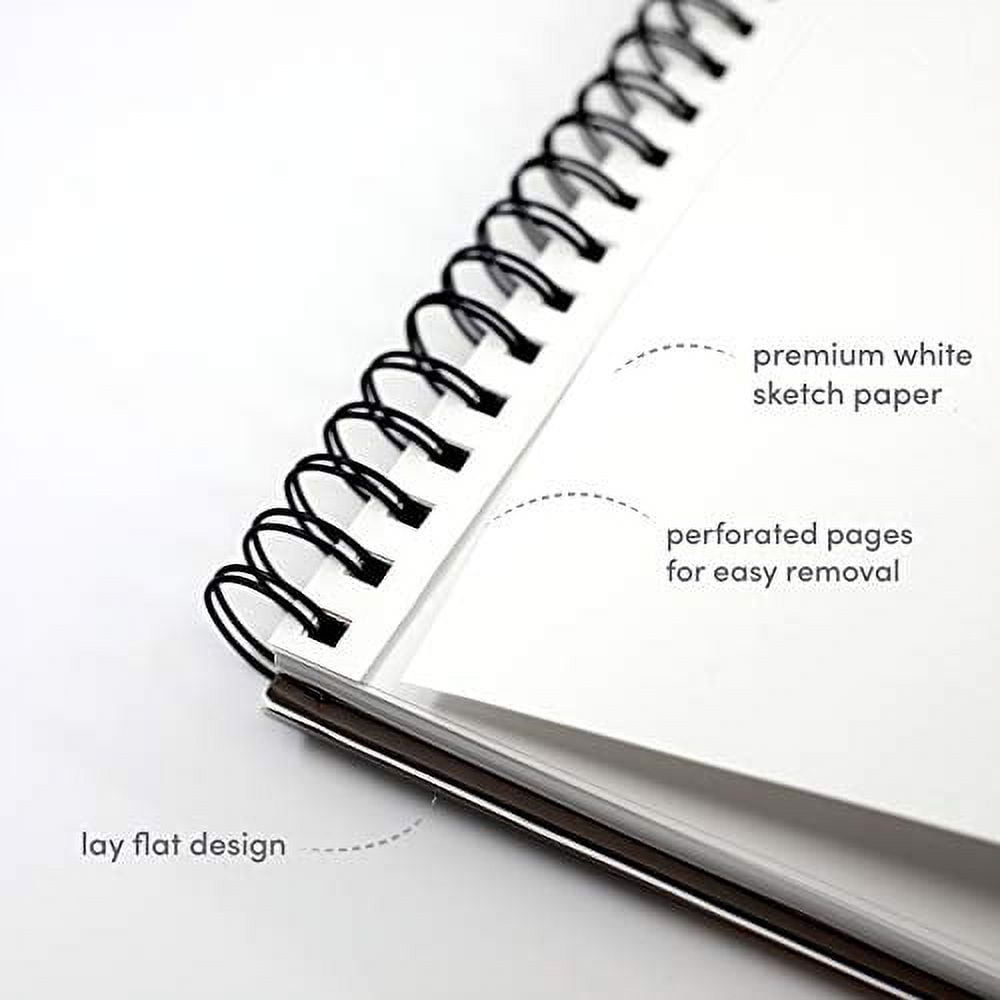 Sketchbook 2 Pack, Hardcover Spiral Bound Sketch Pad, 80 Sheets, 74 lb White Acid Free Drawing Paper with Perforated 8.5 in by 11 in Pages, for Professional Artists and Students, Side Bound, Grey