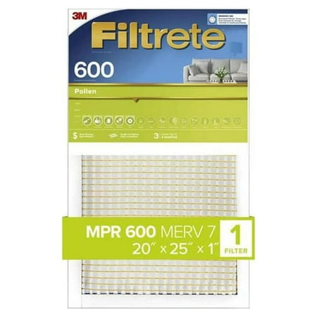 3M Filtrete 600 Mpr 20 X 25 X 1  Pollen Air Filter 4Pk