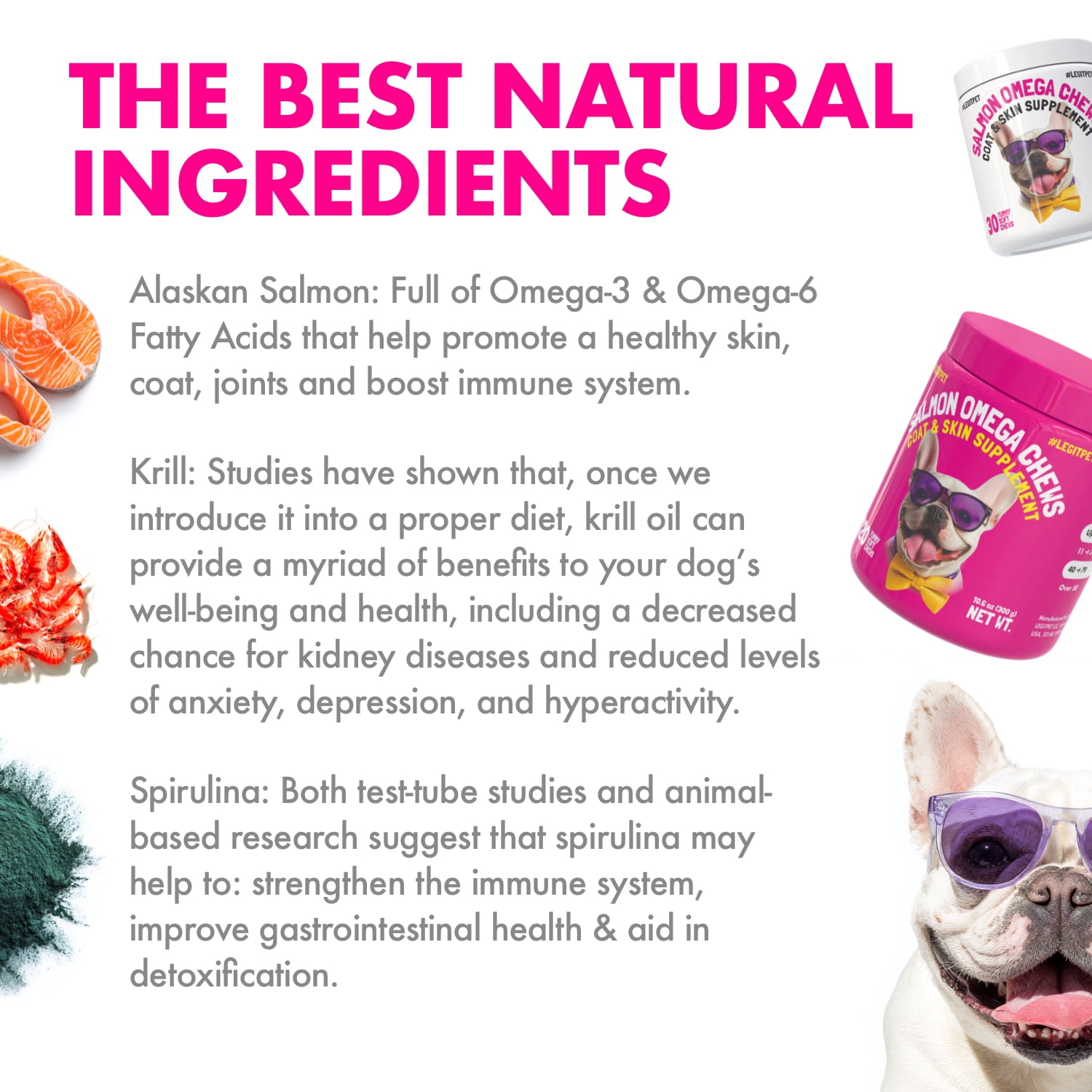 Omega 3 Alaskan Salmon Oil Treats for Dogs 120 Fish Oil Chew Supplement Skin and Coat Allergy and Itch Relief Hip & Joint Health Brain Shedding Hot Spots Treatment Omega 3 6 9 EPA & DHA Fatty Acids