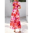 thumbnail image 2 of Vestido largo PRETTYGARDEN para mujer, verano 2025, bohemio, floral, rojo, 2 of 9