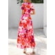 thumbnail image 2 of Vestido largo PRETTYGARDEN para mujer, bohemio, estampado floral, rojo, 2 of 9