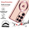 thumbnail image 3 of Compatible with Samsung S23 Ultra Magnetic Case for Women Girls,Light Luxury Cute Love Heart MagSafe Plating Electroplated Bling Case Raised Full Camera Lens Protection Phone Case-Pink, 3 of 13