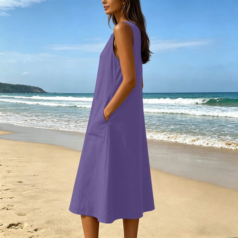 cotton tank dress with pockets ODODOS Women's Purevibe Cotton Mini Dress with Pockets Strappy Racerback Cover Up Tank Dress (Shirts Not Included), Black, X-Small at Amazon Women's Clothing store