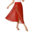 thumbnail image 7 of ZALDITA Women's Sheer Ballet Dance Wrap Skirts Lace-Up Lyrical Ballroom Dancing Long Skirt Red One Size, 7 of 7