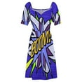 thumbnail image 4 of BOOM Comic Book Purple Pop Art Modern Fun Retro Cool Sleeveless Dress evening dress birthday dresses for women, 4 of 6