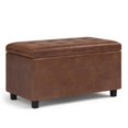 thumbnail image 1 of SIMPLIHOME Cosmopolitan 34 inch Wide Rectangle Lift Top Storage Ottoman in Upholstered Distressed Saddle Brown Tufted Faux Leather, Footrest Stool, Coffee Table for Living Room, Bedroom and Kids Room, 1 of 2