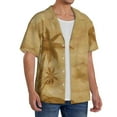 thumbnail image 4 of Naloa Retro Palm Tree Men's Loose Fit Cuban Collar Short-Sleeve Shirt with Button-down and Chest Pocket for Everyday Wear Outings - XX-Large, 4 of 7