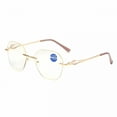 thumbnail image 2 of GJX 2026 New Women'S Fashion Blue Light Blocking Oversized Reading Glasses, Metal Gold Rimless Bling Readers, 2 of 7