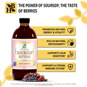 Herb To Body Soursop Bitters Mixed Berries Liquid Herbal Supplement, Great-Tasting | 16 fl oz