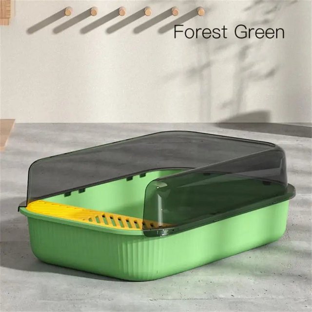 Cat Litter Box Large Capacity Semi-enclosed Sandbox Design Box for Cats Plastic Pet Toilet Anti Splash Tray Big litter Bedpans ShopWise Round