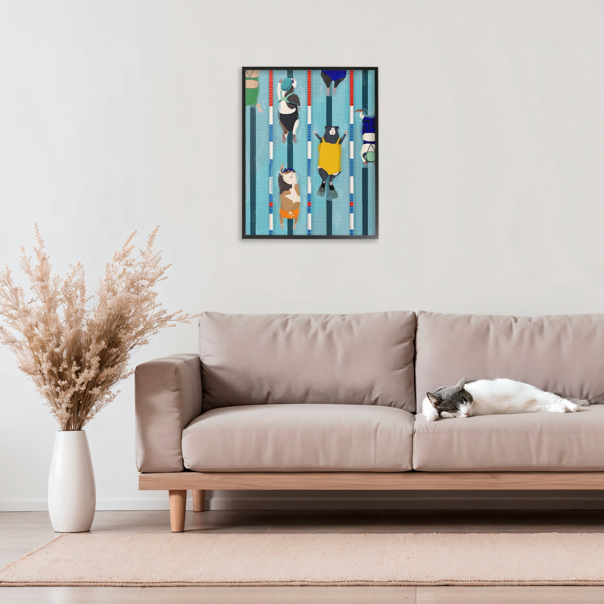 Stupell Industries Guinea Pigs at Lido Black Framed Giclee Art, design by Hanna Melin