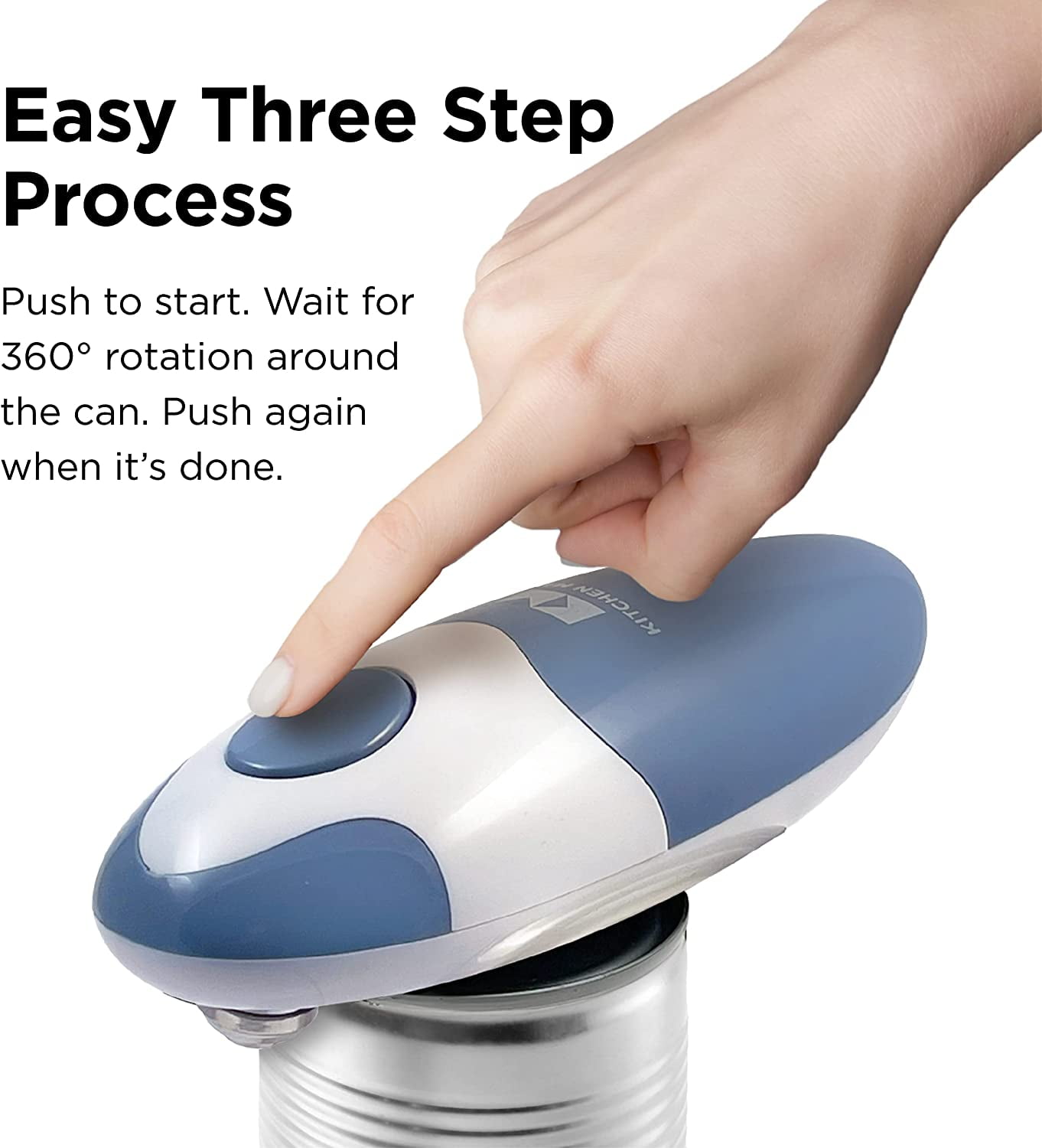 Kitchen Mama Auto 2.0 Electric Can Opener: Safe, Smooth Edge, Battery Operated (Morandi Blue)