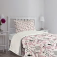 thumbnail image 5 of Ambesonne Eiffel Quilted Bedspread Set 2 Pcs, Love in Paris Bridal Pink, Twin Size, Rose Black White, 5 of 6