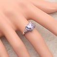 thumbnail image 3 of Ryiana Engagement Promise Ring Purple Heart Cz Silver Womens Ginger Lyne Collection, 3 of 8