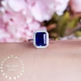 thumbnail image 2 of Sapphire Engagement Ring, 3 Carats 7*9 mm Rectangular Cut Royal Blue Genuine Lab Grown Sapphire Ring,, 2 of 4